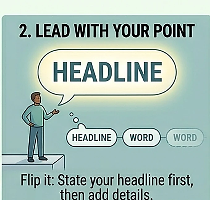 Lead with your point, then add the details