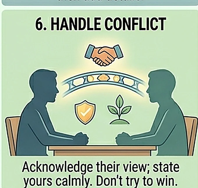Handle conflict calmly without trying to win