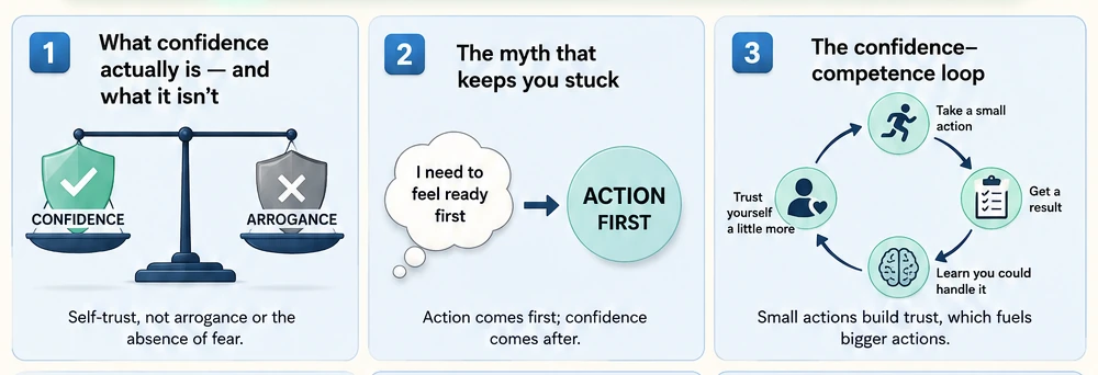 What confidence really is, the action-first myth, and the confidence–competence loop
